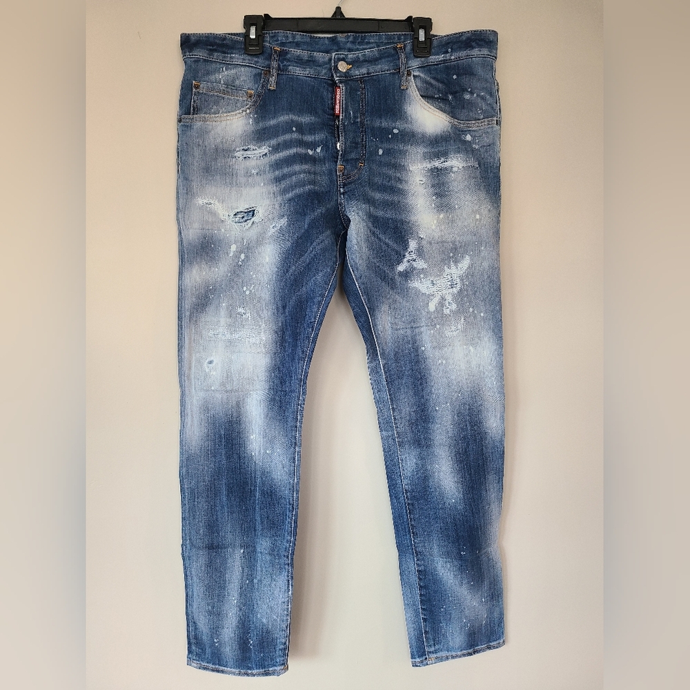 🇨🇦 DSQUARED2 Skater Jeans - Fits 40" Waist, Acid Wash Blue